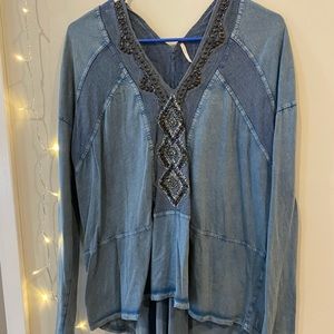 Free People long sleeve beaded top